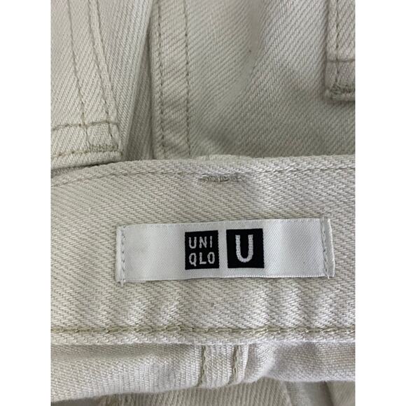 UNIQLO U Women's Cream Cotton Raw-Hem Regular-Fit Straight-Leg Jean SZ 27X32 - Picture 9 of 11